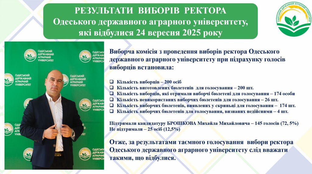 ОГОЛОШЕННЯ ПРО РЕЗУЛЬТАТИ ВИБОРІВ РЕКТОРА ОДАУ